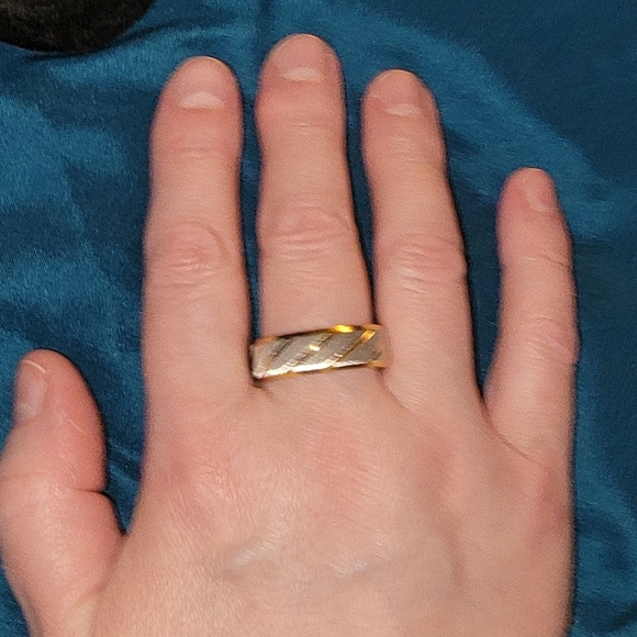 New Elegant Gold and Silver Men's  Titanium Steel Ring - Picture 3 of 4